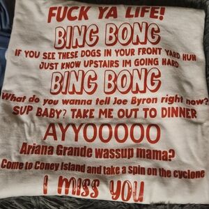 White Uinsex Funny T-Shirt with Red Graphic Text